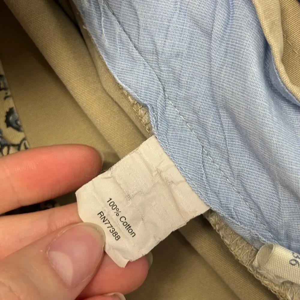 J Crew Broken-In Rivington Khaki‎ Tan Mens 36 Flat Front Preppy Chino Shorts EUC